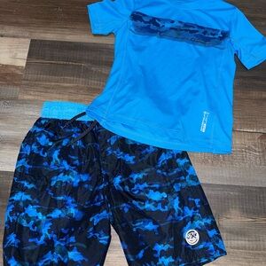 ZeroXposur Kids Blue and Black Camo Swim Trunks